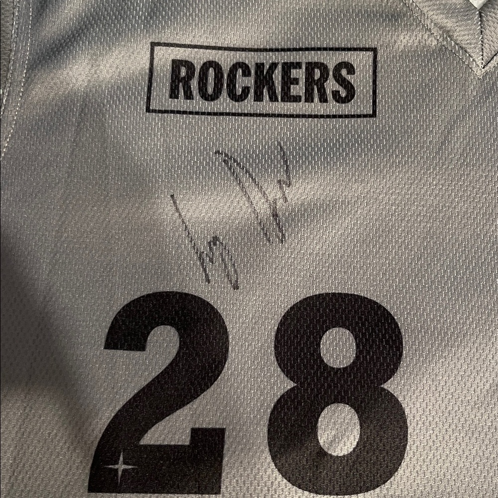 HP Gray Jersey with Camo Sleeves and Black Number 28